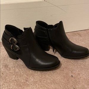 Black Leather Booties 6.5